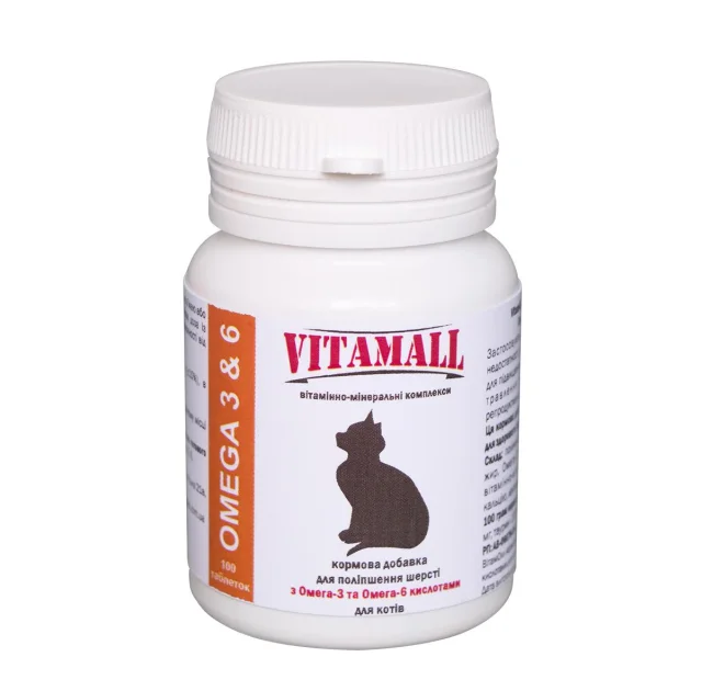 Кормова добавка VitamAll для поліпшення вовни, для котів, 100 табл / 50 г