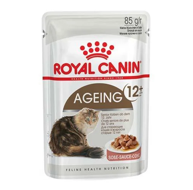 Влажный корм Royal Canin Ageing 12+ для кошек старше 12 лет, кусочки в соусе, 85 г
