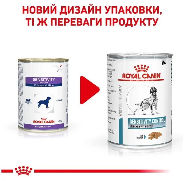 Вологий корм Royal Canin Sensitivity Control при харчової алергії у собак, курка, 410 г