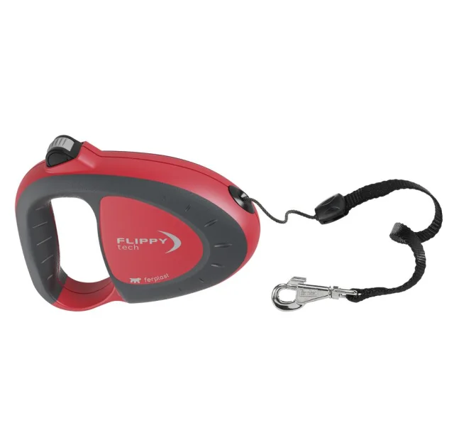 Поводок-рулетка для собак до 25 кг Ferplast Flippy Tech Cord M Red, зі шнуром, червоний, 5 м