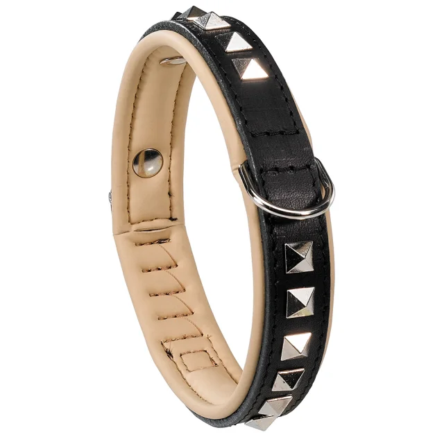 Шкіряний нашийник з металевими аплікаціями Giotto Luxor Black C25 / 49 для собак, A: 45 ÷ 49 см - B: 25 мм