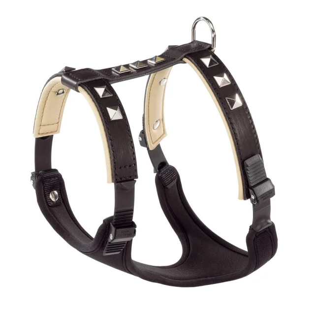 Шкіряна шлейки з металевими аплікаціями, чорна Giotto Luxor P Small Harness для собак