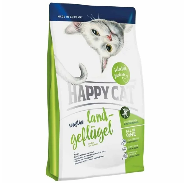 Сухий корм Happy Cat Sensitive Land-Geflugel для кішок з чутливим травленням, з птахом, 1.4 кг