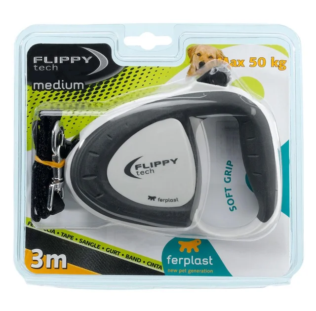 Поводок-рулетка для собак до 25 кг Ferplast Flippy Tech Tape M Red зі стрічкою, червоний, 3 м