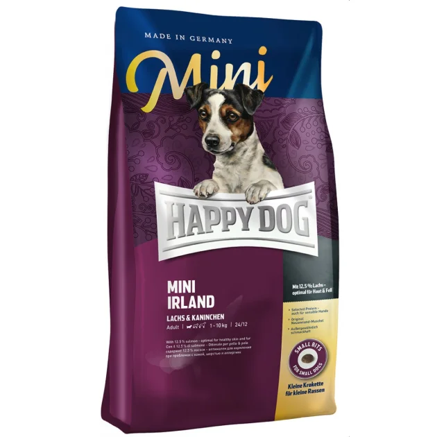 Сухий корм Happy Dog Mini Irland для дорослих собак дрібних порід з проблемами шкіри і шерсті, з лососем, 4 кг