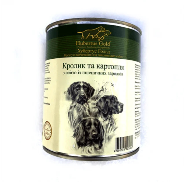 Влажный корм Hubertus Gold для собак, кролик и картошка, 800 г