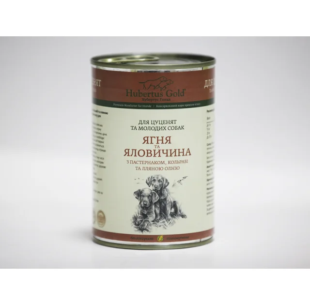 Влажный корм Hubertus Gold для щенков, ягненок и говядина, 400 г
