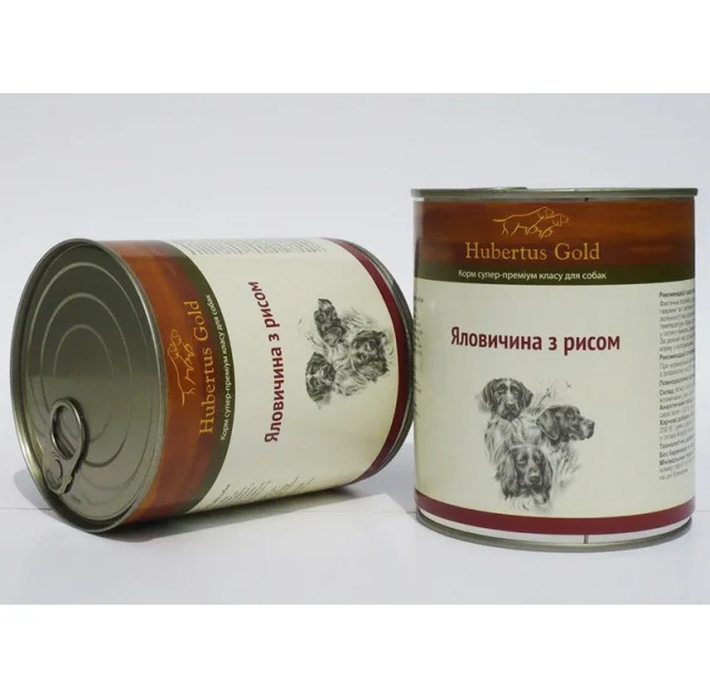 Влажный корм Hubertus Gold для собак, говядина с рисом, 800 г