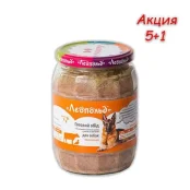 Консерва Леопольд мясной корм для собак с телятиной, уткой и овощами, 720 г, Акция 5+1