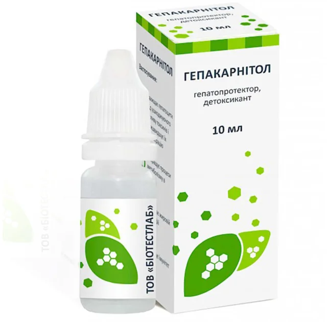 Краплі BioTestLab Гепакарнітол для детоксикації печінки для собак, котів, кроликів, канарок, 10 мл