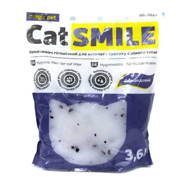 Силикагелевый наполнитель Magic Pet Cat Smile для кошачьих туалетов, с ароматом лаванды 3, 6 л (1,8 кг)