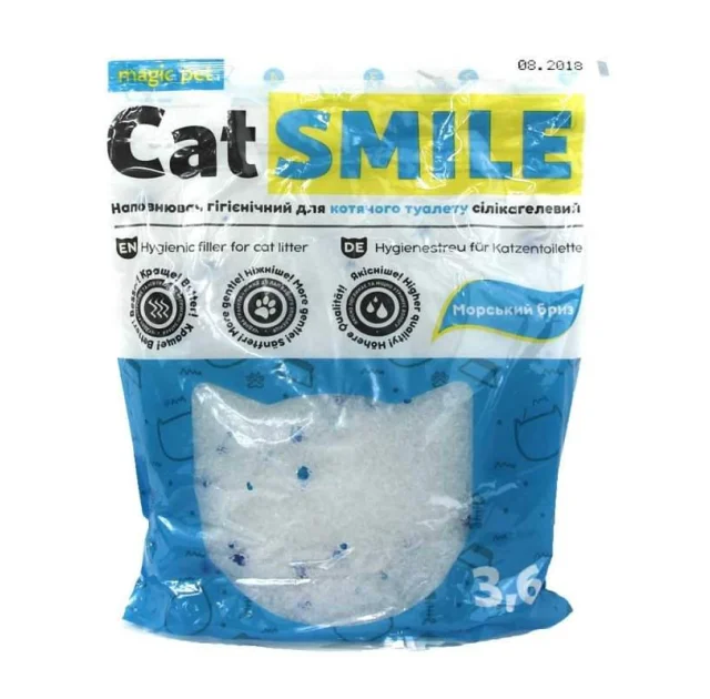 Силикагелевый наполнитель Magic Pet Cat Smile для кошачьих туалетов, с морским ароматом 3, 6 л (1,8 кг)