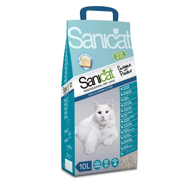 Впитывающий наполнитель Sanicat Clean Oxygen для кошачьего туалета с активным кислородом, 10 л (6,2 кг)