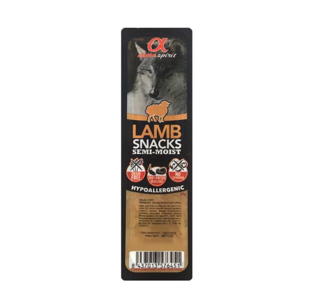 Полувлажное лакомство Alpha Spirit Snacks Lamb для собак всех пород со вкусом ягненка, 35 г