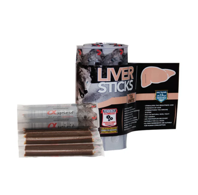 Полувлажное лакомство для собак Alpha Spirit DOG Sticks Liver, палочки с печенью, 16 шт, 160 г