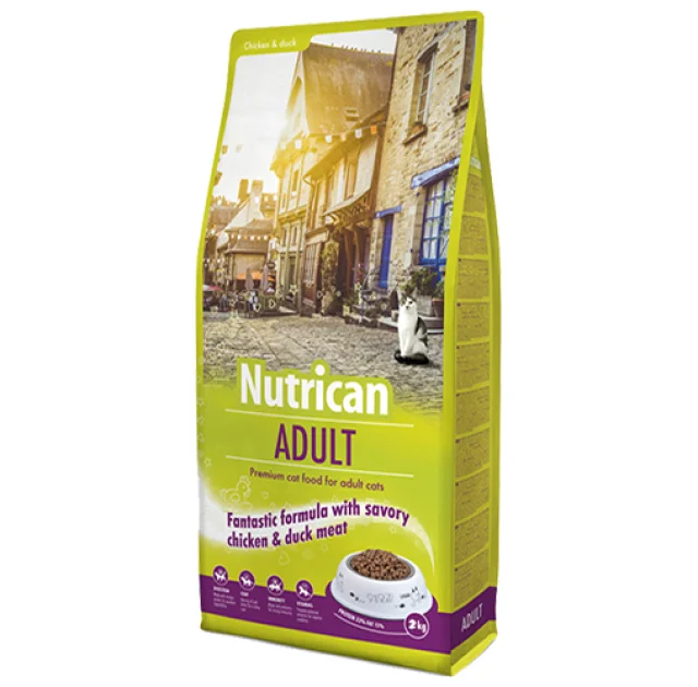 Сухий корм Nutrican Adult Cat для дорослих котів всіх порід зі смаком курки та рису, 2 кг