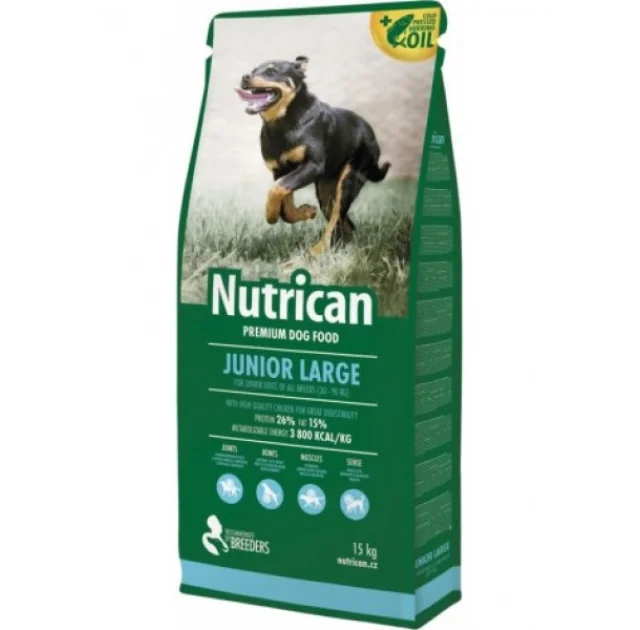 Сухой корм Nutrican Junior Large для щенков крупных пород со вкусом курицы, 15 кг