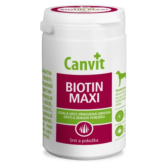 Витаминная добавка Canvit Biotin Maxi for Dogs для восстановление шерсти во время линьки у собак, 230 г