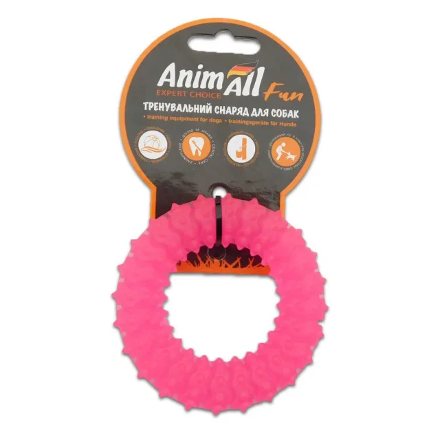 Іграшка AnimAll Fun кільце з шипами, коралове, 9 см