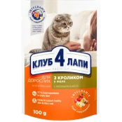 Вологий корм Клуб 4 Лапи Adult Premium для дорослих котів, з кроликом в желе, 100 г