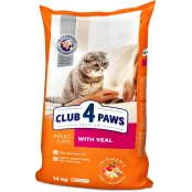 Сухий корм Клуб 4 Лапи Adult Cats Premium для дорослих котів, з телятиною, 14 кг