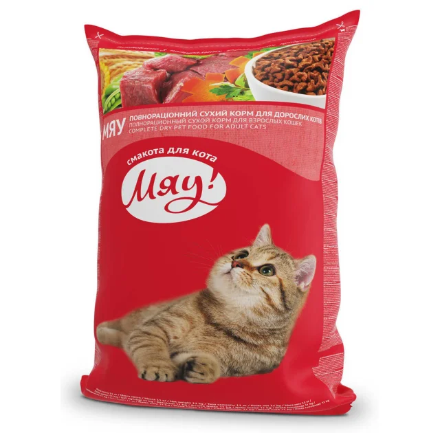 Сухий корм Мяу з телятиною для котів, 14 кг