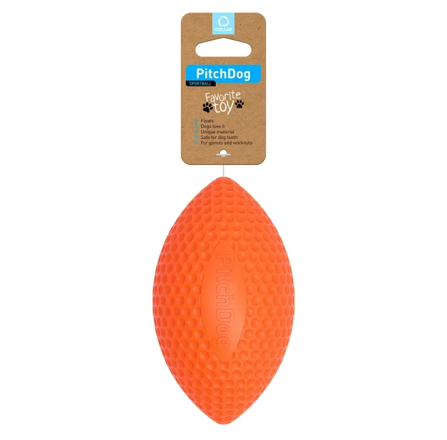 Игровой мяч для апортировки PitchDog для собак, 15×9 см, оранжевый