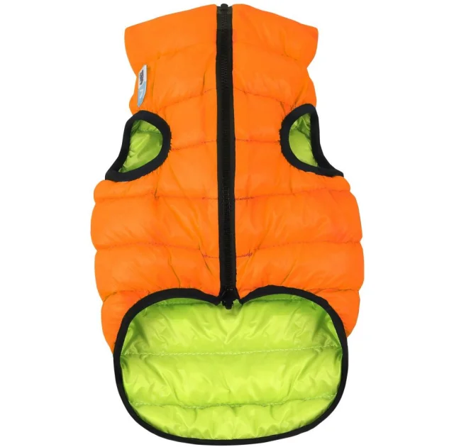 Двостороння світиться куртка AiryVest Lumi M45 для собак, салатово-помаранчева