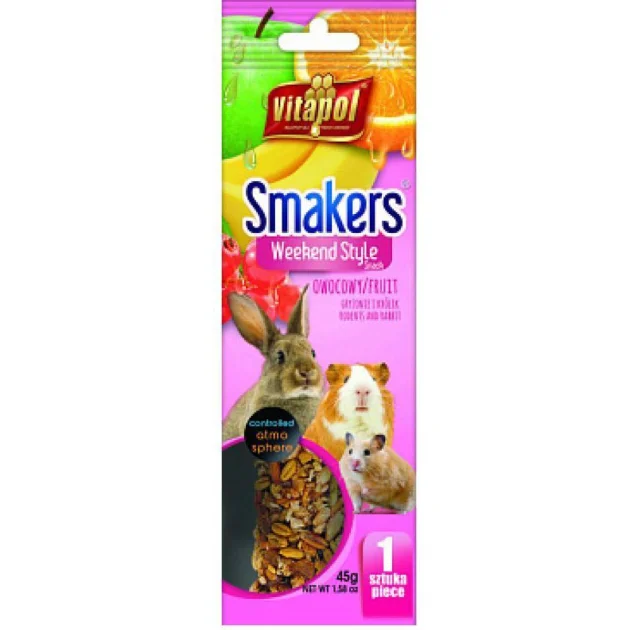 Колба Vitapol Smakers Box для грызунов со вкусом фруктов, 45 г, 1 шт