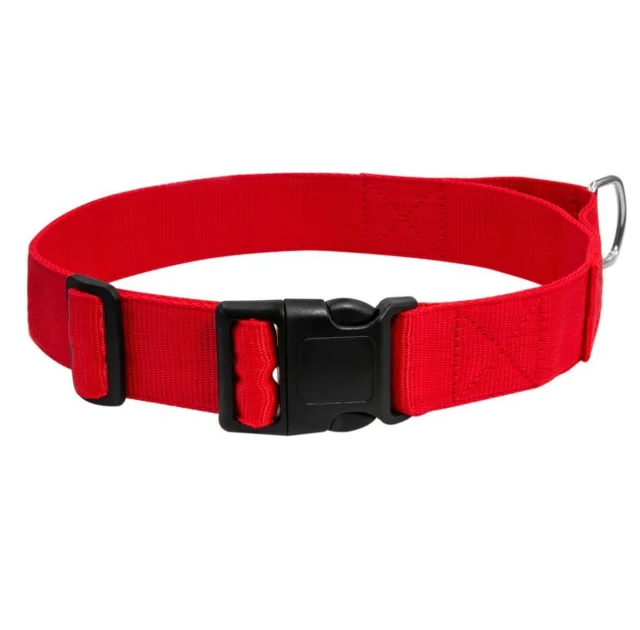 Нейлоновый ошейник с ручкой Dog Extreme для собак, регулируемый, 40 мм, 55-75 см, красный