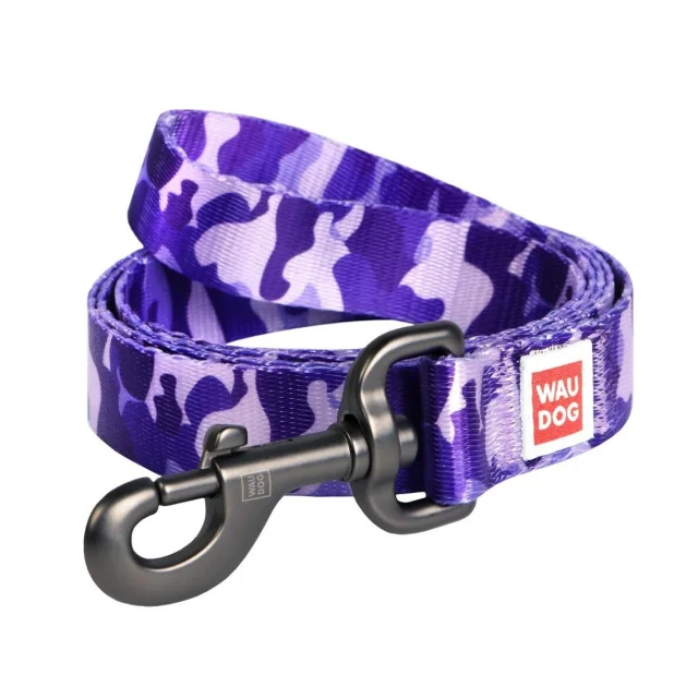 Поводок Waudog Nylon с рисунком Фиолетовый камо для собак 15 мм, 122 см