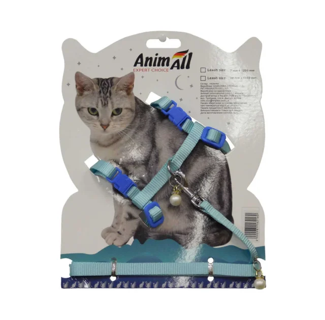 Повідець + шлея AnimAll на блістері для кота, 10х1200 мм