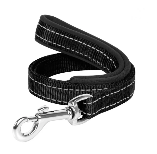 Нейлоновый поводок Dog Extreme с прорезининой ручкой для собак 20 мм, 122 см, черный