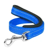 Нейлоновый поводок Dog Extreme с прорезининой ручкой для собак 25 мм, 122 см, голубой