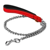 Поводок-цепь Dog Extreme с нейлоновой ручкой для средних пород собак, 3 мм, 105 см, красный