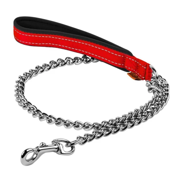 Поводок-цепь Dog Extreme с нейлоновой ручкой для крупных пород собак, 4 мм, 112 см, красный