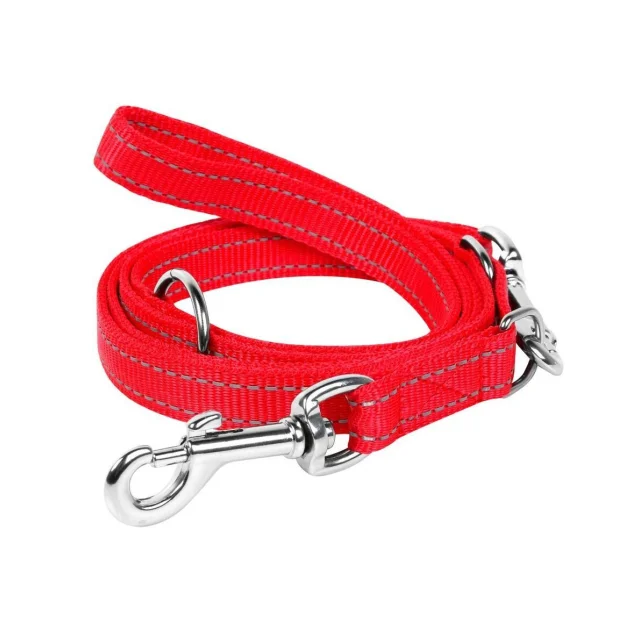 Нейлоновый поводок-перестежка Dog Extreme, двойной для собак 25 мм, 110/140/180 см, красный
