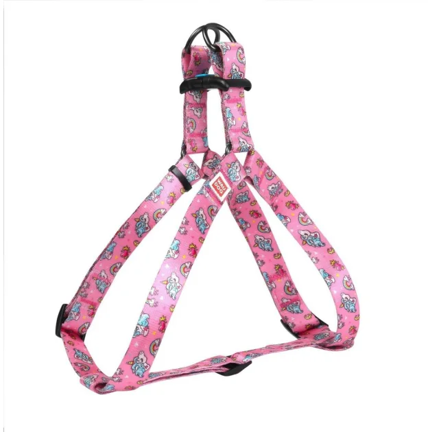 Шлея Waudog Nylon для собак с рисунком Единороги 15 мм, 40-55 см