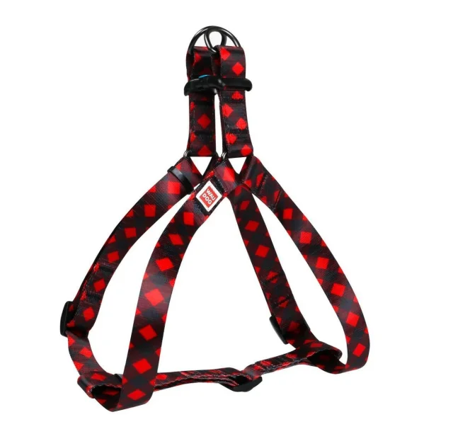 Шлея Waudog Nylon для собак з малюнком Шотландка червона 25 мм, 60-90 см