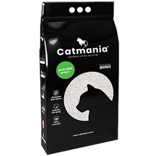 Бентонитовый наполнитель Catmania для кошек с запахом алое вера, зеленые гранулы, 5 л (4,25 кг)