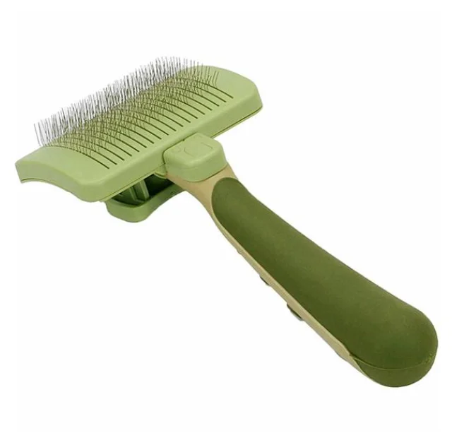 Пуходерка-сликер Safari Self-Cleaning Slicker Brush с самоочисткой, для собак и котов, большая, 11.5х8.5 см