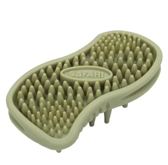 Щетка Safari Massager массажная, для собак и котов, резина, зеленая