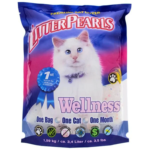 Наполнитель Litter Pearls Wellness для туалетов, кварцевый, для кошек, 1.59 кг