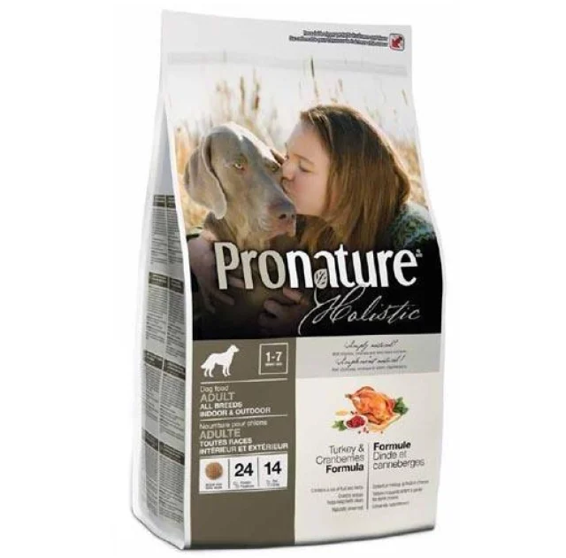 Сухой корм Pronature Holistic с индейкой и клюквой, холистик, для собак всех пород, 13.6 кг