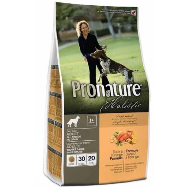 Сухой корм Pronature Holistic Adult Duck&Orange с уткой и апельсинами, без злаков, для собак, 2.72 кг