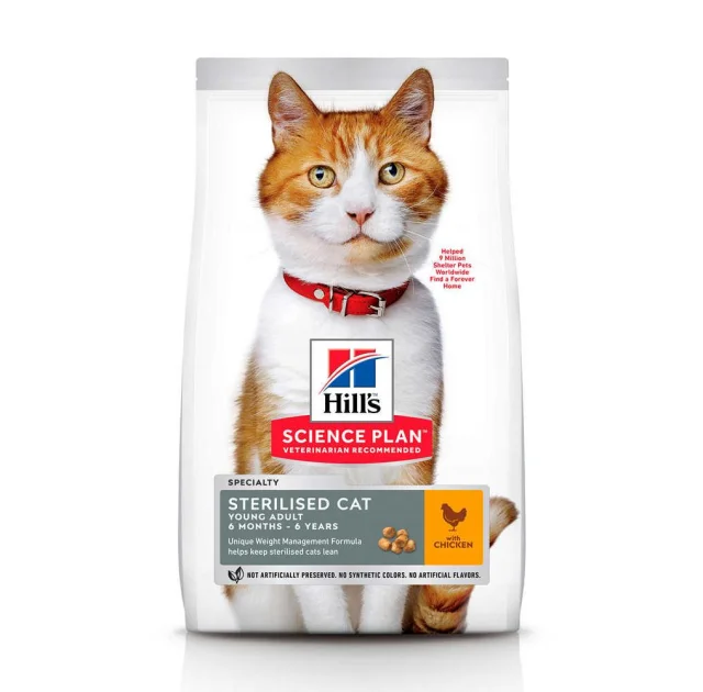 Сухой корм Hill's Science Plan Young Adult Sterilised Cat для кошек, с курицей, 10 кг