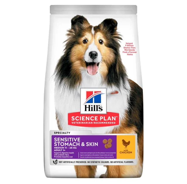 Сухой корм Hill's Science Plan Adult Sensitive Stomach & Skin Medium для собак, с курицей, 2.5 кг