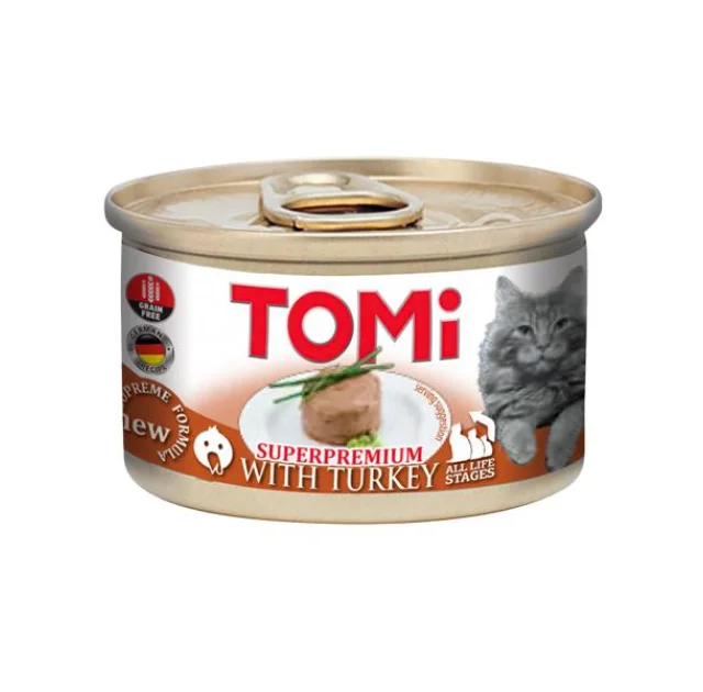 Консервы Tomi Turkey с индейкой, для котов, мусс, 85 г