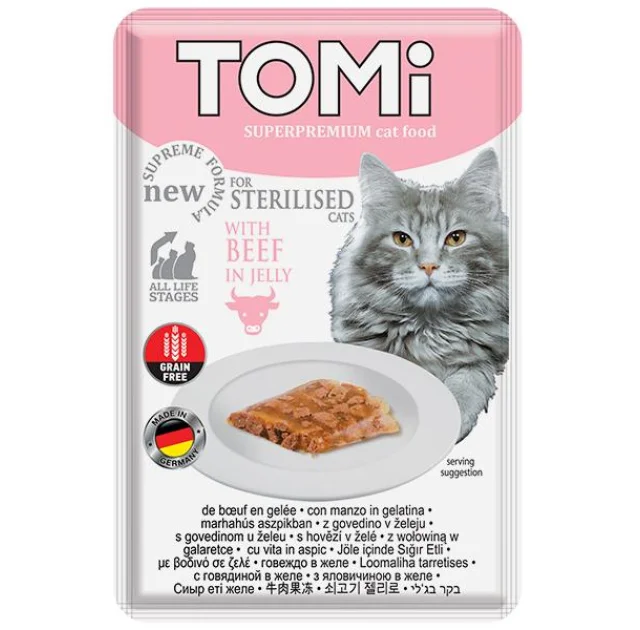 Консервы Tomi Sterilised Beef in Jelly говядина в желе, для стерилизованных кошек, пауч, 85 г
