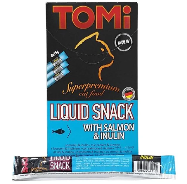 Лакомство Tomi Liquid Snack Salmon&Inulin жидкое, лосось с иннулином,  для котов, 15 г